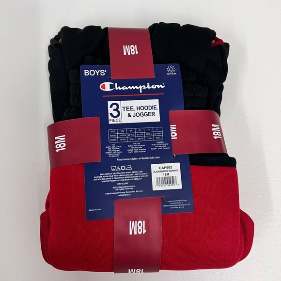 Champion Toddler Boys' 18M Active Hoodie Jogger Pants and T-Shirt Tee Set 18M - Picture 5 of 6